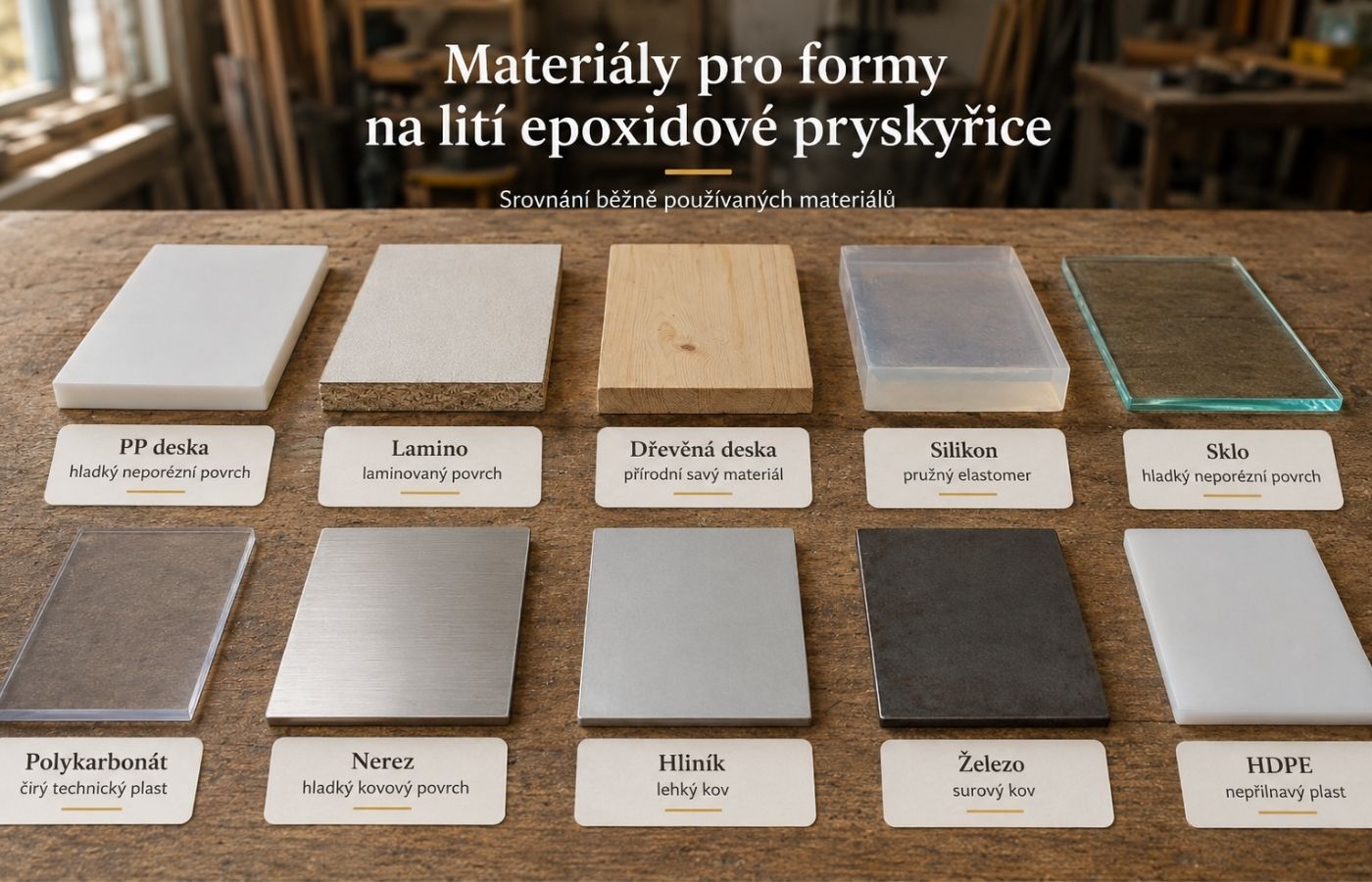 Materiály formy při výrobě formy na lití epoxidové pryskyřice